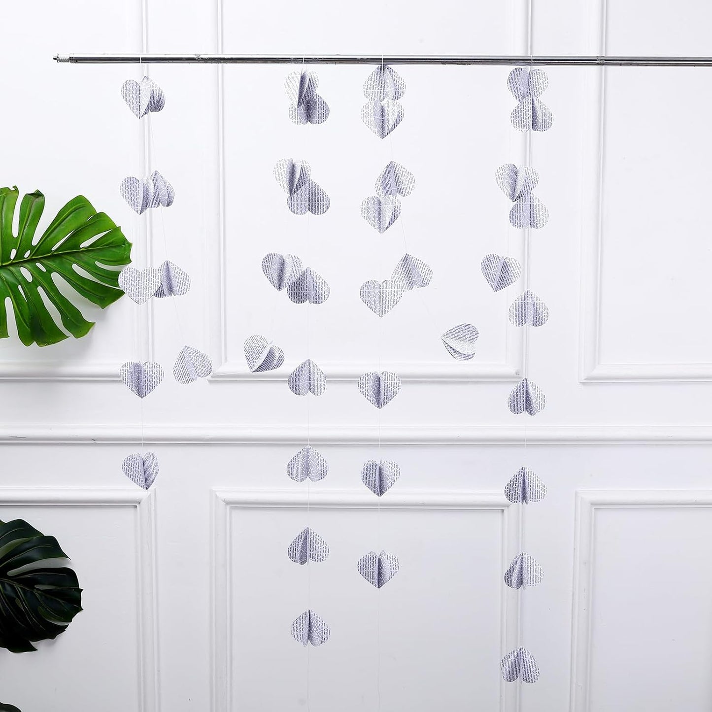 4 Pack Heart Shaped Book Pages & Newspaper Bunting Strand String Banner Wedding and Christmas Garland Decorator (White Heart)