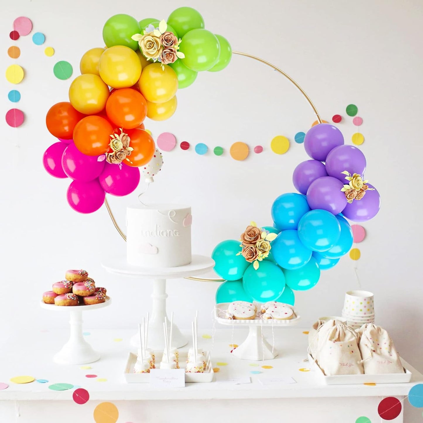 Rainbow Balloons, 50PCS Multicolor Rainbow Balloons Arch in Blue Green Purple Yellow Orange Hot Pink Latex Balloons For Birthday Wedding Baby Shower Engagement DIY Balloons Decoration Party Supplies