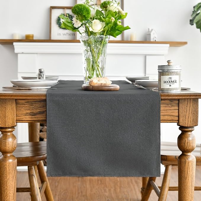 Artoid Mode Grey Table Runner, Seasonal Washable Kitchen Dining Table Decoration for Home Party Decor 13x120 Inch