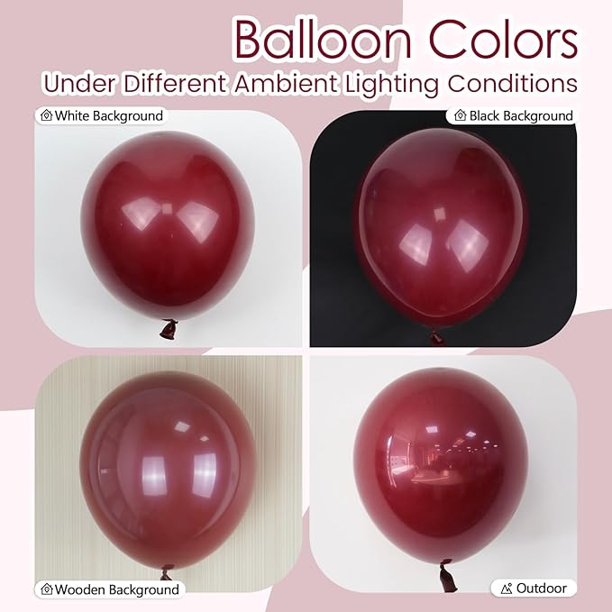 Burgundy Balloons 12 inch, Maroon Balloons 50pcs Party Balloons for Birthday Graduation Wedding Baby Shower Valentine's Day Party Decorations