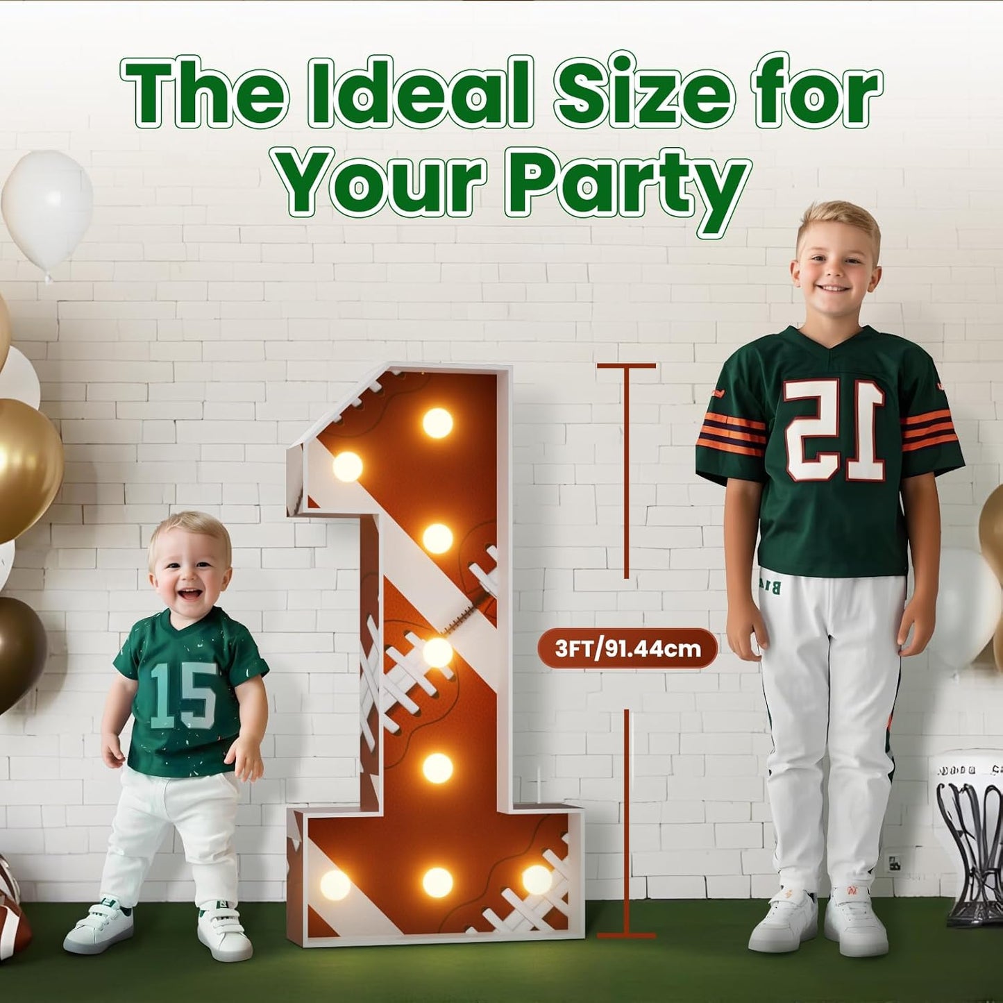 Football 1st-Birthday Decorations Marquee Numbers: Superbowl 3FT Large Light up Number Sign 1 First Year Down One Year Old Party Decoration First Trip Around the Sun Decor for Boys and Girls