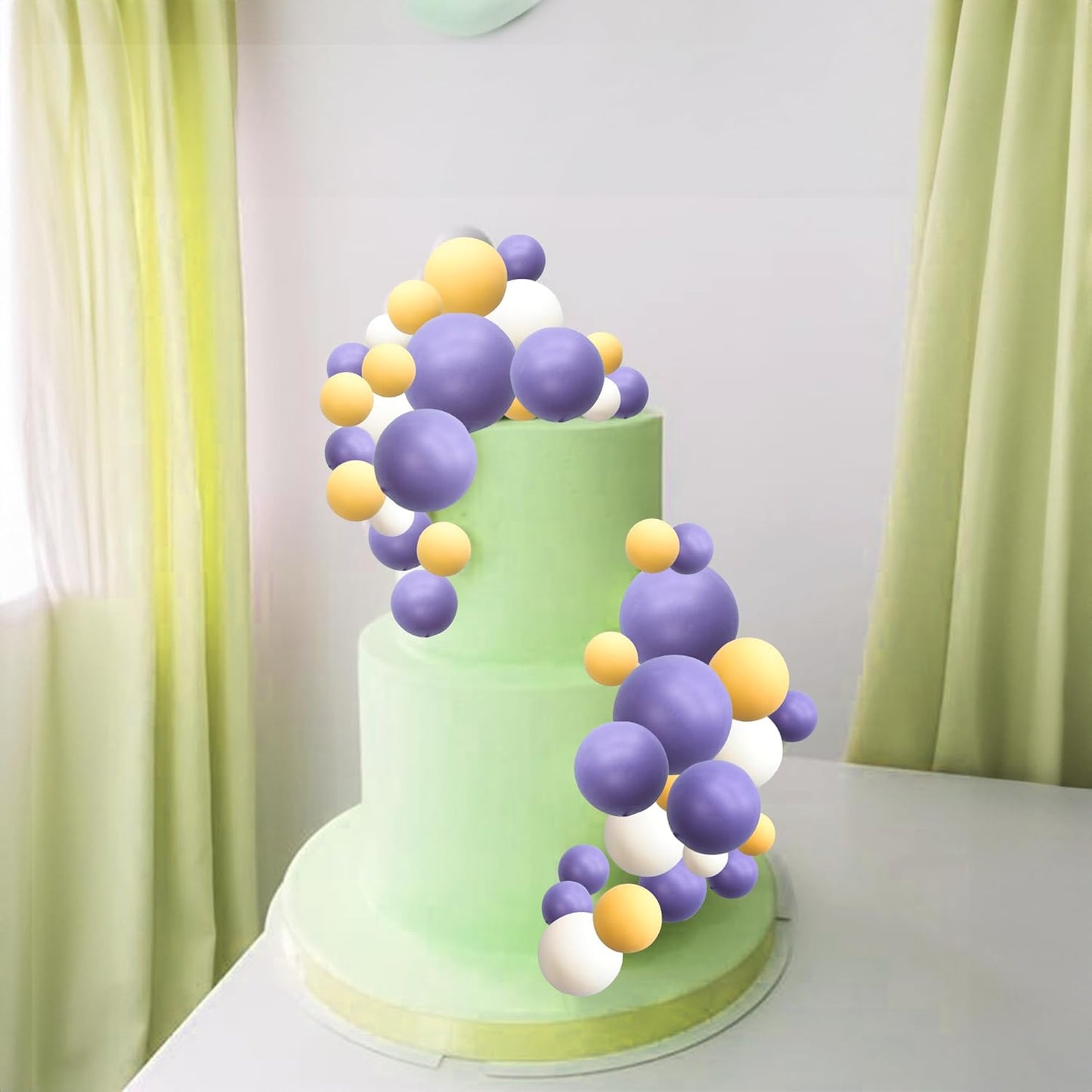 Ephlyn 30Pcs Ball Cake Topper Ball Cake Picks Colorful Pearl Ball Shaped Cupcake Insert Cake Topper for Bear Theme Birthday Party Favors Wedding Decoration White Yellow Purple