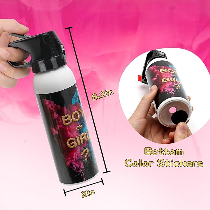 Gender Reveal Fire Extinguisher 2 Pack, Gender Reveal Decor, Baby Girl Reveal Party Ideas 100% Biodegragable for Party Decorations（Pink）