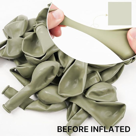 PartyWoo Sage Green Balloons 140pcs Different Sizes of 18 12 10 5 Inch Dusty Boho Green Latex Balloon Arch Kit for Wedding Birthday Dinosaur Jungle Golf Football Theme Party Decorations Green-F32