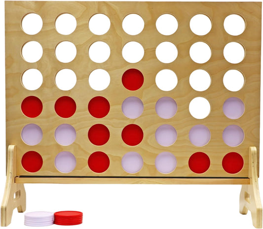 Tailgating Pros Premium Giant Four in a Row with Carrying Case - Jumbo Oversized Outdoor Yard Game - Connect Multiple Pucks in a Row to Win - Many Puck Colors Available!