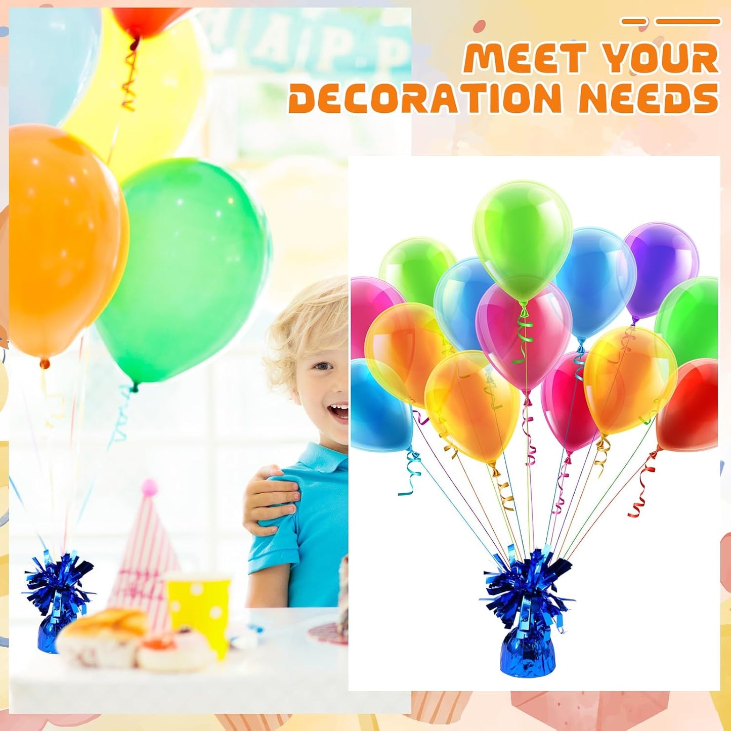 16 Pack Blue Balloon Weights Metallic Holder Anchors Balloon Holder Weights for for Birthday 2025 Graduation Party Christmas Wedding Celebration Decoration (Blue)