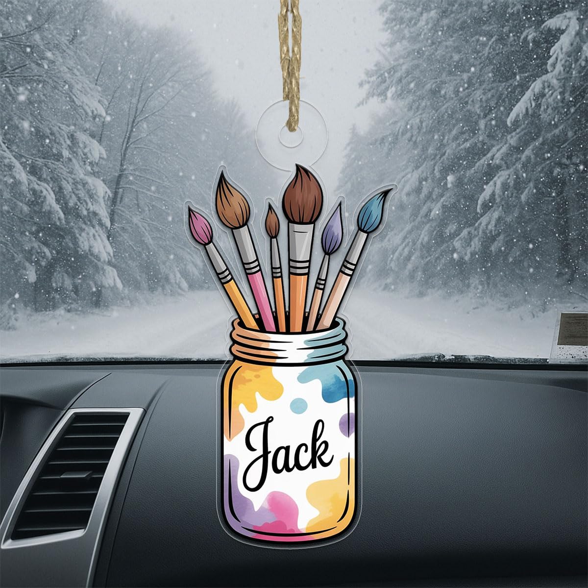 Personalized Jar of Paint Brushes Ornament, Custom Painter Christmas Ornament, Artistic Holiday Gift, Creative Keepsake for Artists Acrylic Ornament – Personalized Christmas Tree