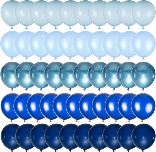 50pcs Blue Balloon Metallic Blue Balloons, 12 inch Chrome Royal Navy Macaron Pastel Blue Balloons for Birthday, Baby Shower, Wedding, Graduation Party Decorations