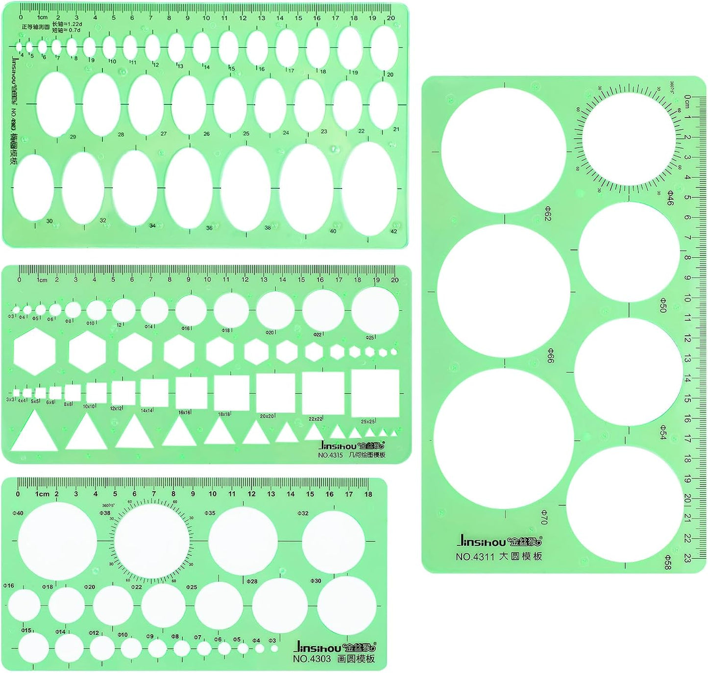 4 Pcs Circle Template, 4 Sizes Plastic Measuring Circles Stencil, Circle Templates for Digital Drawing, Formwork Drawings, Drafting, Drawing Circles Diameter