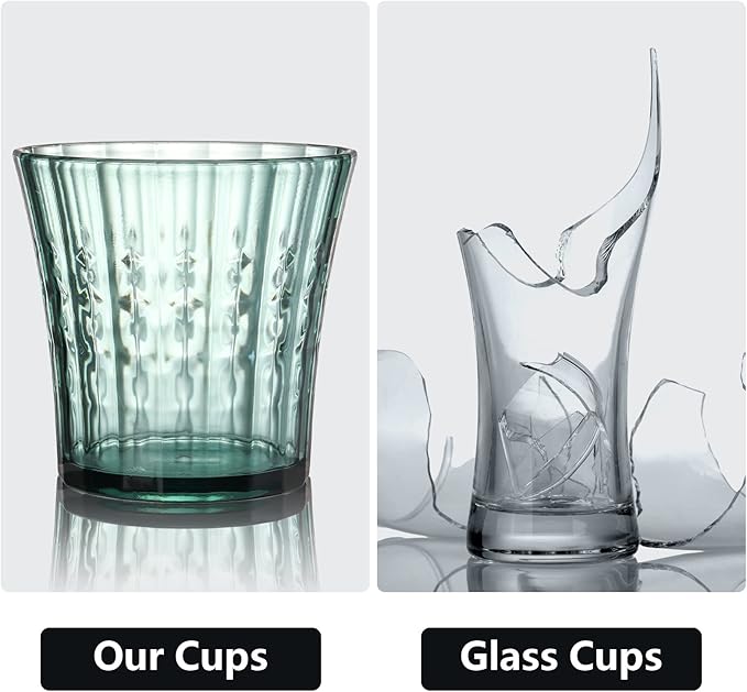 AVLA 12 Pack Plastic Water Tumblers, 10 OZ Unbreakable Acrylic Drinking Glasses, Transparent Reusable Juice Wine Cup, BPA-free Small Stackable Kids Drinkware for Home, Picnic, Party, Dishwasher Safe