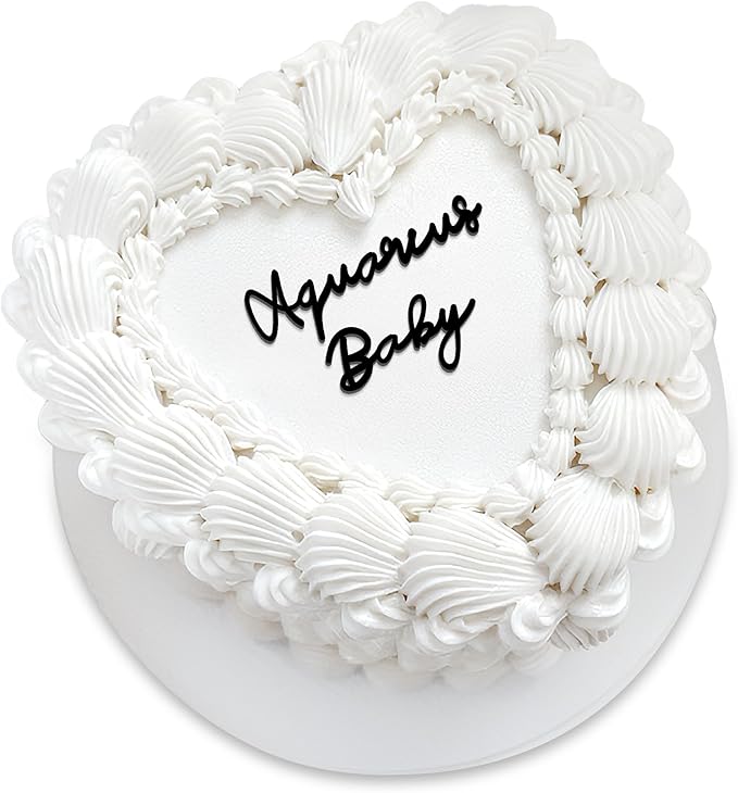 Aquarius Cake Topper – Zodiac Birthday Decoration for Aquarius Season, Horoscope Party Supplies for Baby or Adult Birthday (Aquarius Baby black)
