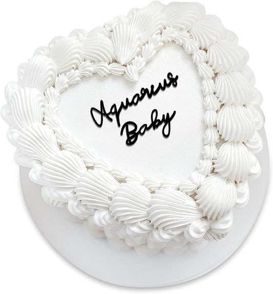 Aquarius Cake Topper – Zodiac Birthday Decoration for Aquarius Season, Horoscope Party Supplies for Baby or Adult Birthday (Aquarius Baby black)