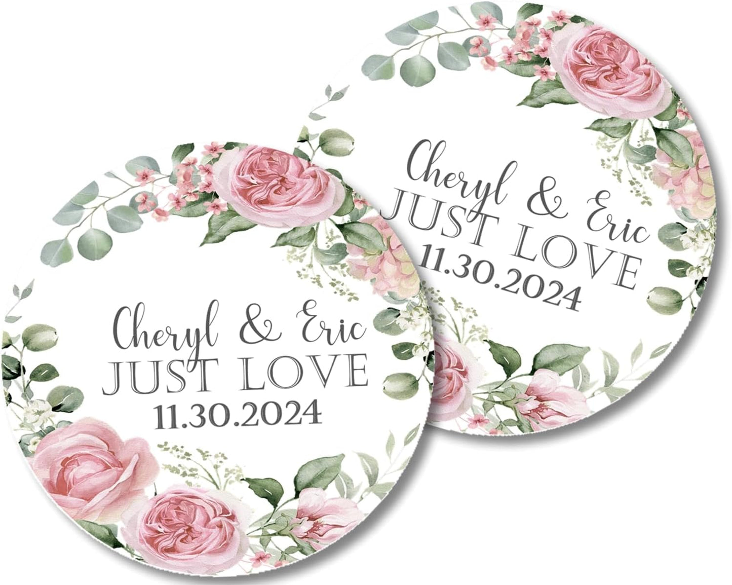 Pink Rose Wedding Invitations, Garden Floral, Personalized, Set of 12 Invitations with Envelopes