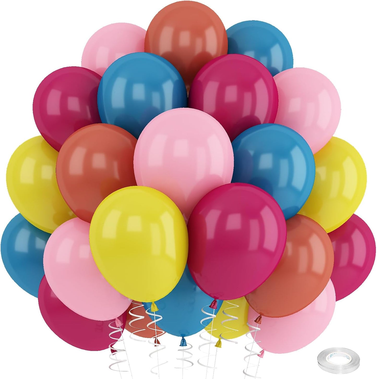 Hot Pink Blue Yellow Orange Balloons Tropical Balloon Hawaiian Party Decorations 12inch for Kids Summer Flamingo Theme Pool Birthday Peacock Blue Pink Yellow Orange Latex Helium Balloon for Arch