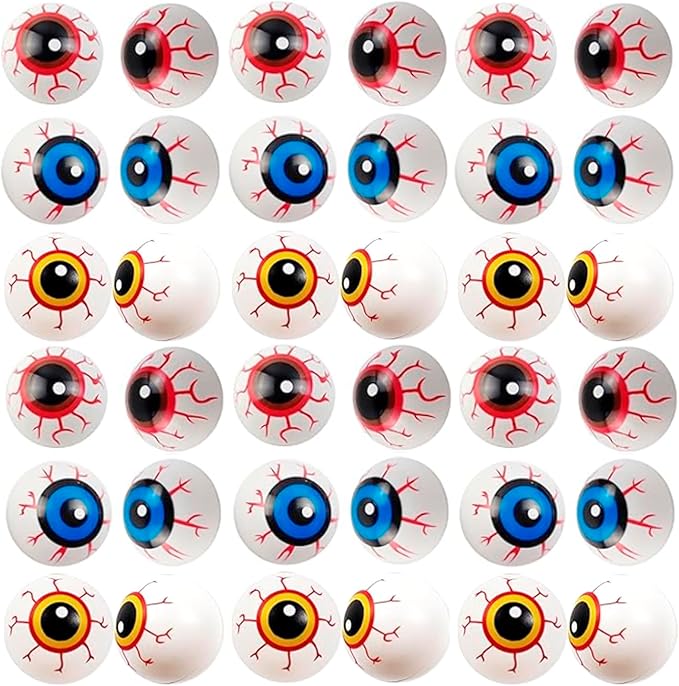 30PCS 1 Inch Plastic Halloween Eyeballs - Fake Eye Balls for Kids, Halloween Party Favors, Goody Bag Fillers & Terror Decor Props