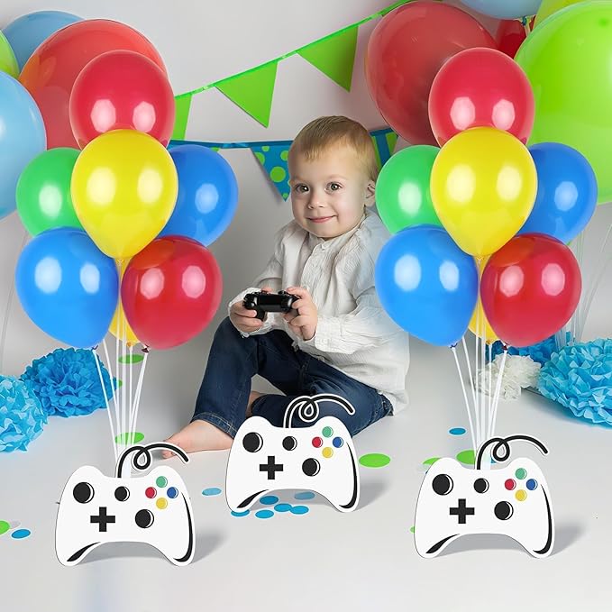 6 PCS Video Game Birthday Party Decorations Gaming Room Boys Balloons Stand Kit Balloon Centerpiece for Tables for Boy Gamer Game Themed Birthday Baby Shower Party Decoration