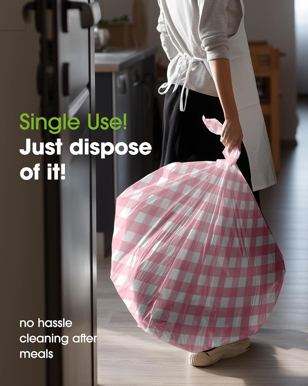 Pureegg Plastic Table Cloth Disposable 10 Pack, 54 x 108 Inch Table Cloths, Party, Picnic, Decorative Gingham Tablecloths, Rectangle, Pink and White Checkered Cover, Leakproof & Sturdy, Pink Plaid