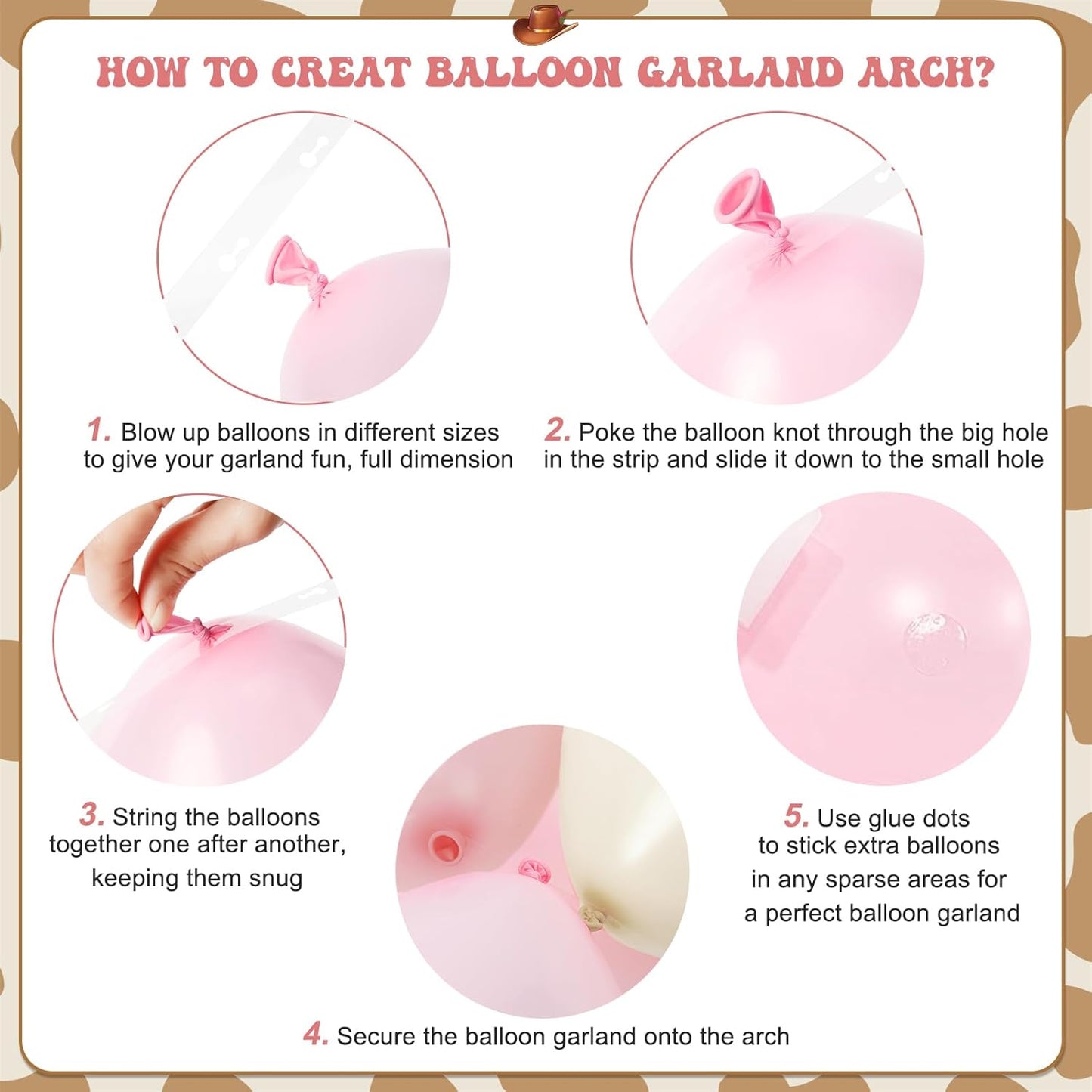 Cowgirl Dusty Pink Cow Balloon Garland Arch Kit, Light Pink Brown Sand White Balloons for Cowgirl Baby Shower Birthday Western Theme Party Decoration