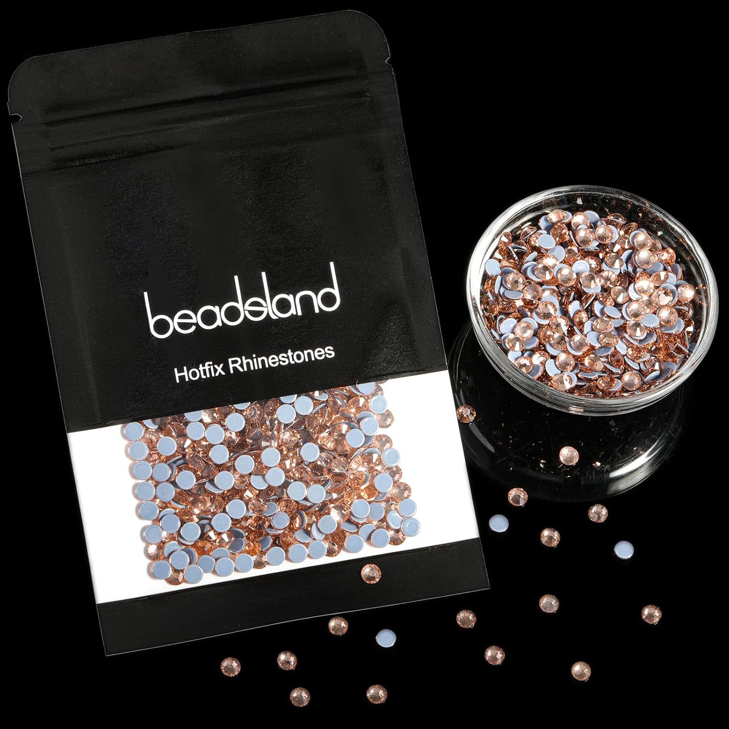 Beadsland Hotfix Rhinestones, 2880pcs Flatback Crystal Rhinestones for Crafts Clothes DIY Decorations, Champagne, SS6, 1.9-2.1mm