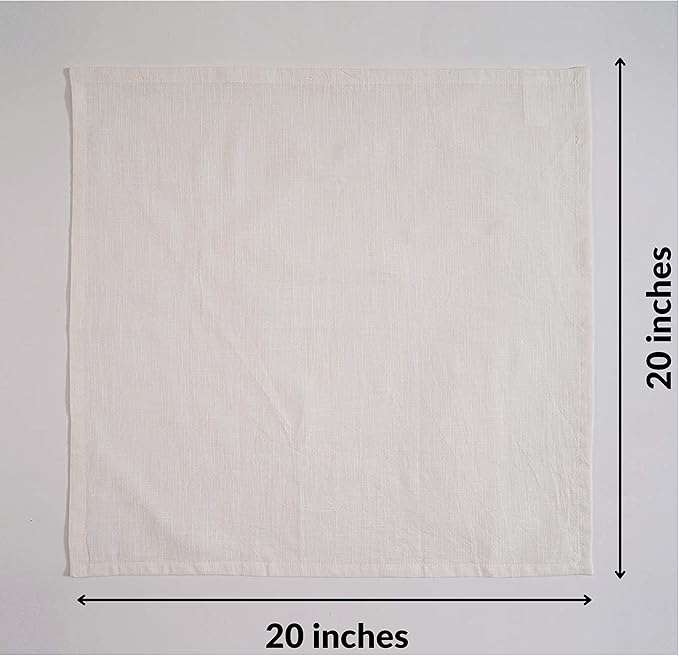FINGERCRAFT Cloth Napkins Set of 6 Cotton Blend 20x20 Inch Large Size Dinner Napkins Cloth Perfect for Parties Dinners Weddings Cocktail Christmas Easter Stonewashed Off White