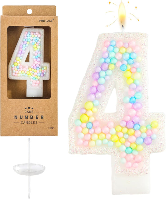 PHD CAKE Number 4 Macaron Birthday Candles, Macaron Themed Number Candles, Cake Number Candles, Party Celebration