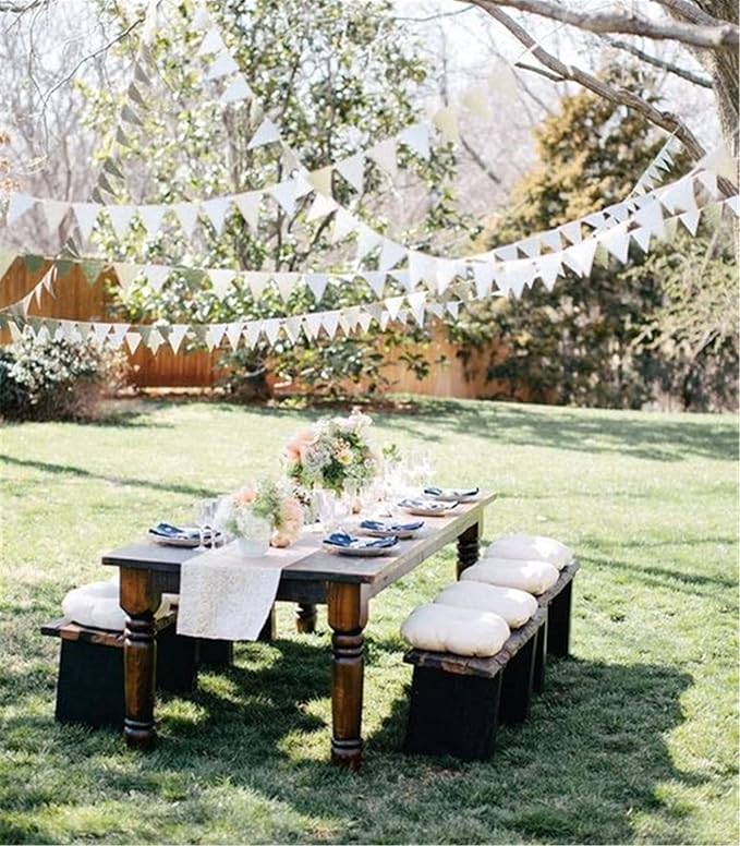 Burlap Table Runner White Wedding Table Cover Pack of 2 Long Rolls for Farmhouse Living Room Rustic Wedding Decoration