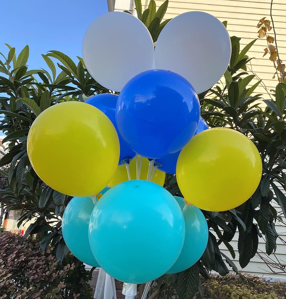 60 pcs 12 Inch Royal Blue White Teal Yellow Latex Balloons, For Birthday, Wedding, Baby Shower, Party Balloons Decorations