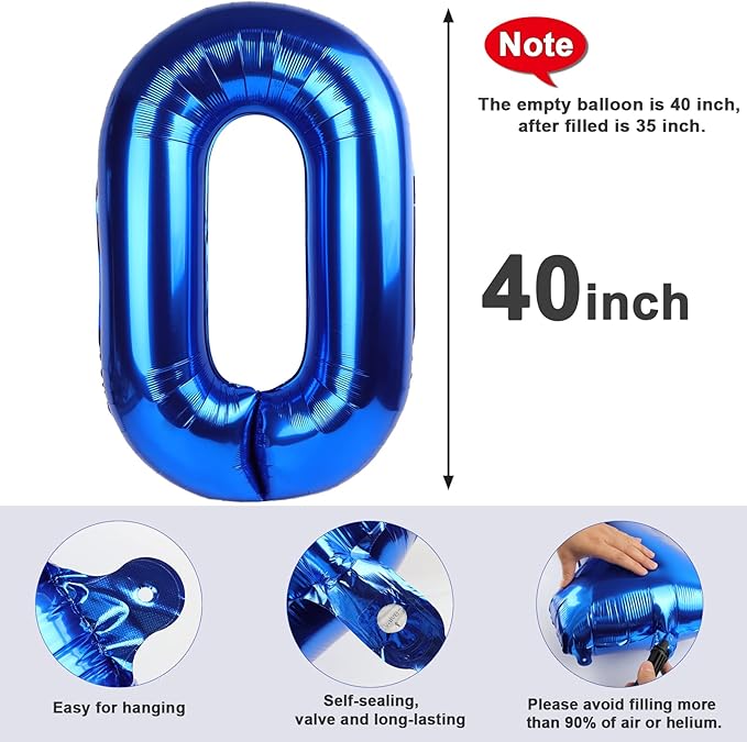Number 0 Balloons 40 Inch Navy Blue Numbers Balloons for 10 20 30 40 50 60 Numbers Balloon Birthday Decorations Event