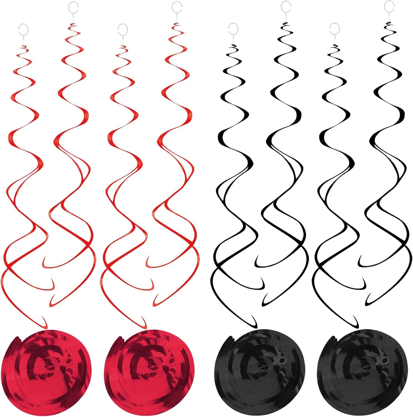 Hanging Swirl Decorations Black and Red Swirl Decoration 30pc Foil Swirl Spiral Decoration 24"