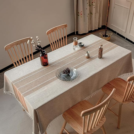 Deep Dream Tablecloths, Waterproof Table Cloth, Linens Wrinkle Free Anti-Fading, Rustic Table Cover Decoration for Kitchen Dinning Party Christmas (Square,55''x55'',4 Seats, Light Coffee)