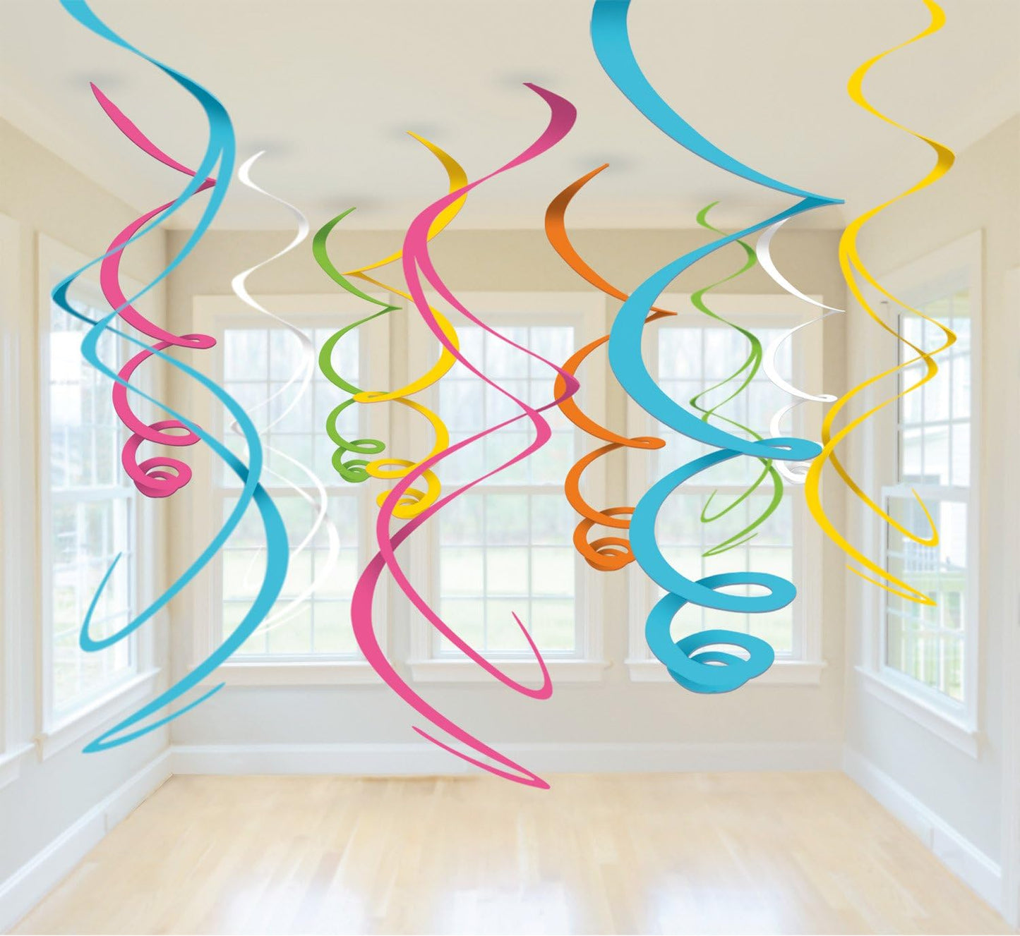 Party Swirl Decorations, Black and Gold Foil Ceiling Hanging Swirl Decoration, Whirls Decorations for Birthday | Wedding | Anniversary | Graduation Party Supplies, Pack of 20