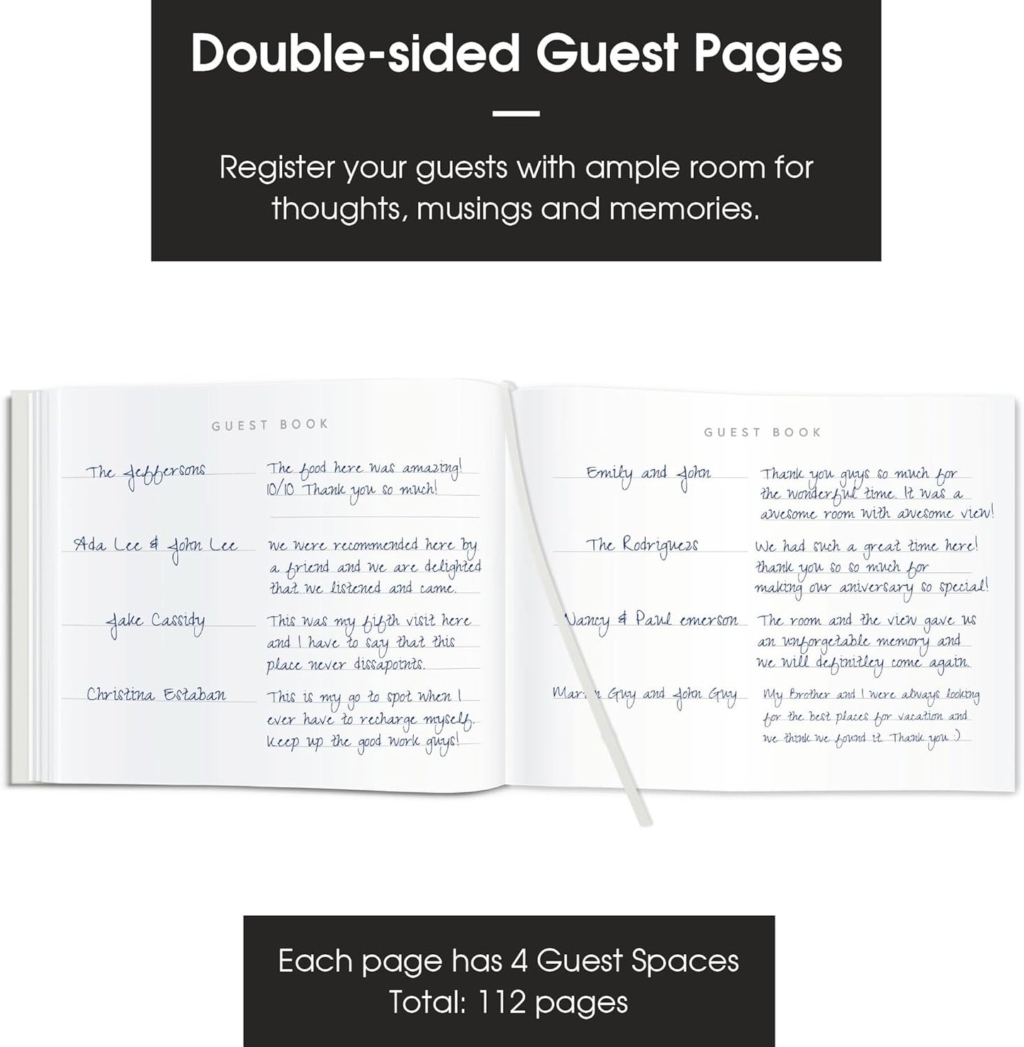 Useful Co. Classic White Guest Book, Guest Book Alternative for Party, Sign in Book, Vacation Home, Funeral Guest Book, Hardbound Guestbook, Leather Cover, 112 Pages, 9 x 7 Inches - White