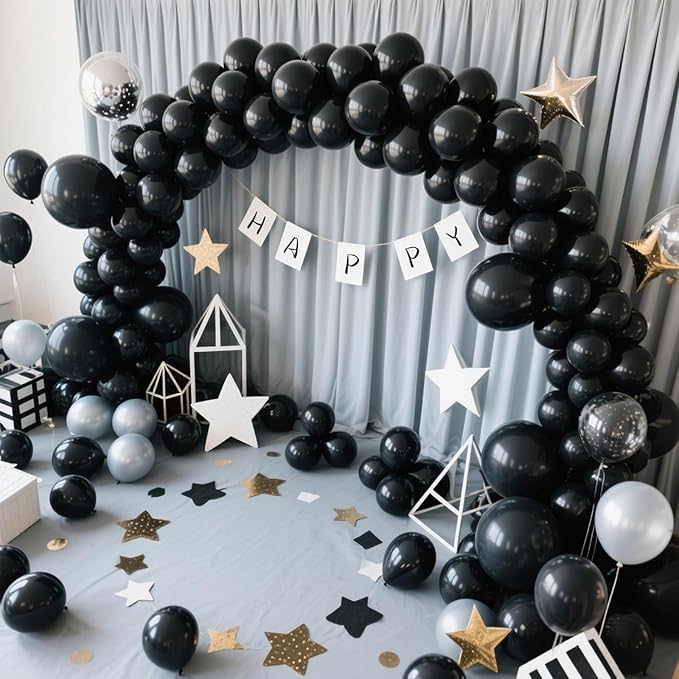 18 Inch Black Balloons, 30Pcs Giant Latex Ballons, Large Round Baloons, Black Party Balloons, Happy Birthday Decorations, globos de cumpleaños, Halloween Baloons, Gender Reveal Decor