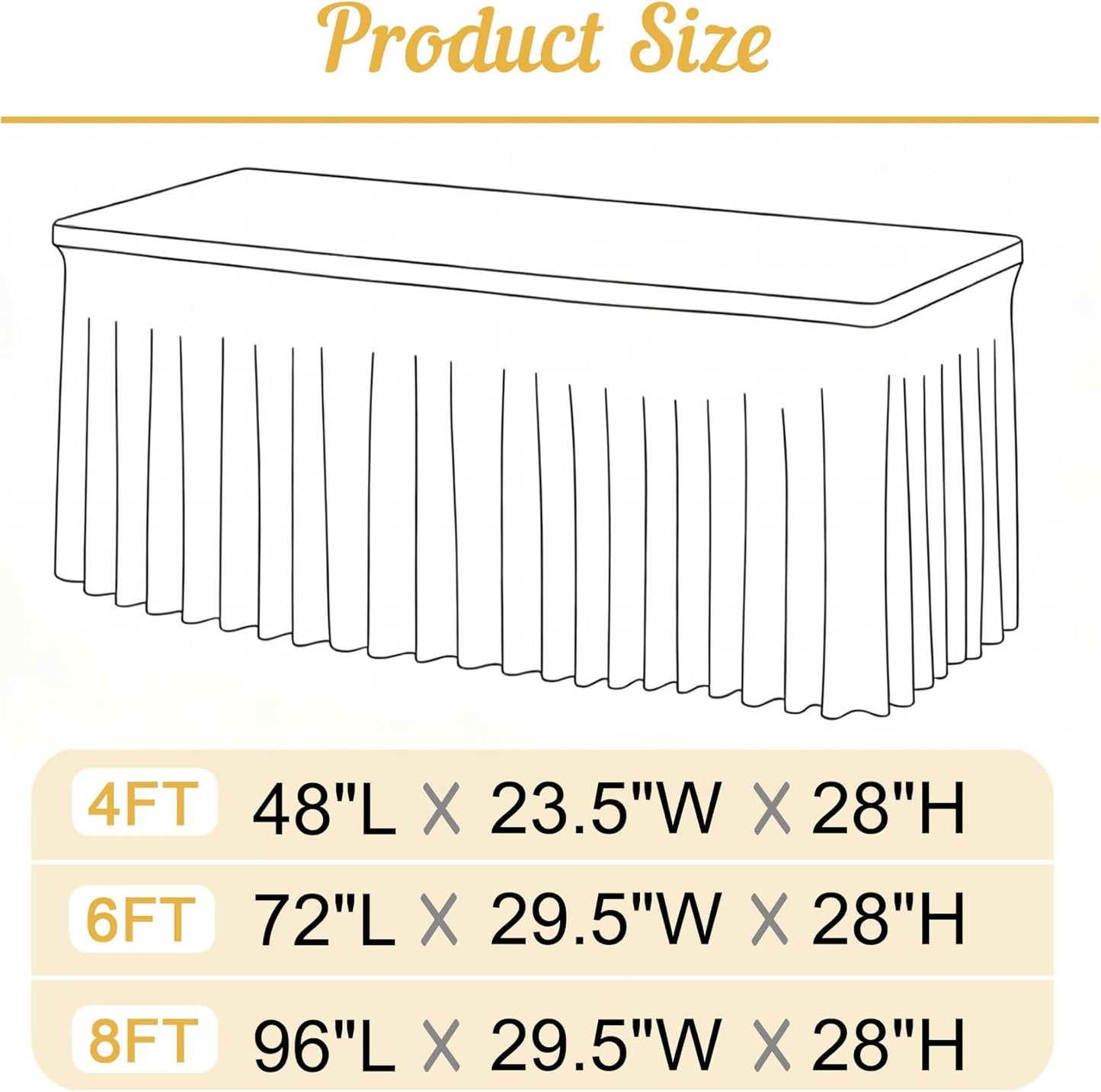 Besutolife Ivory Spandex Tablecloth for 6ft Rectangle Tables 2 Packs- Wrinkle-Resistant, Stretchable, Machine Washable - Perfect for Weddings Banquets Birthday Parties Events
