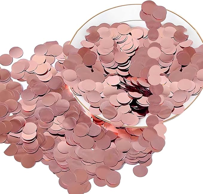 Rose Gold Metallic Foil Confetti 8000 Pcs Shiny Round Table Confetti for Fill Balloon Wedding Graduation Party Decorations,60g of pack