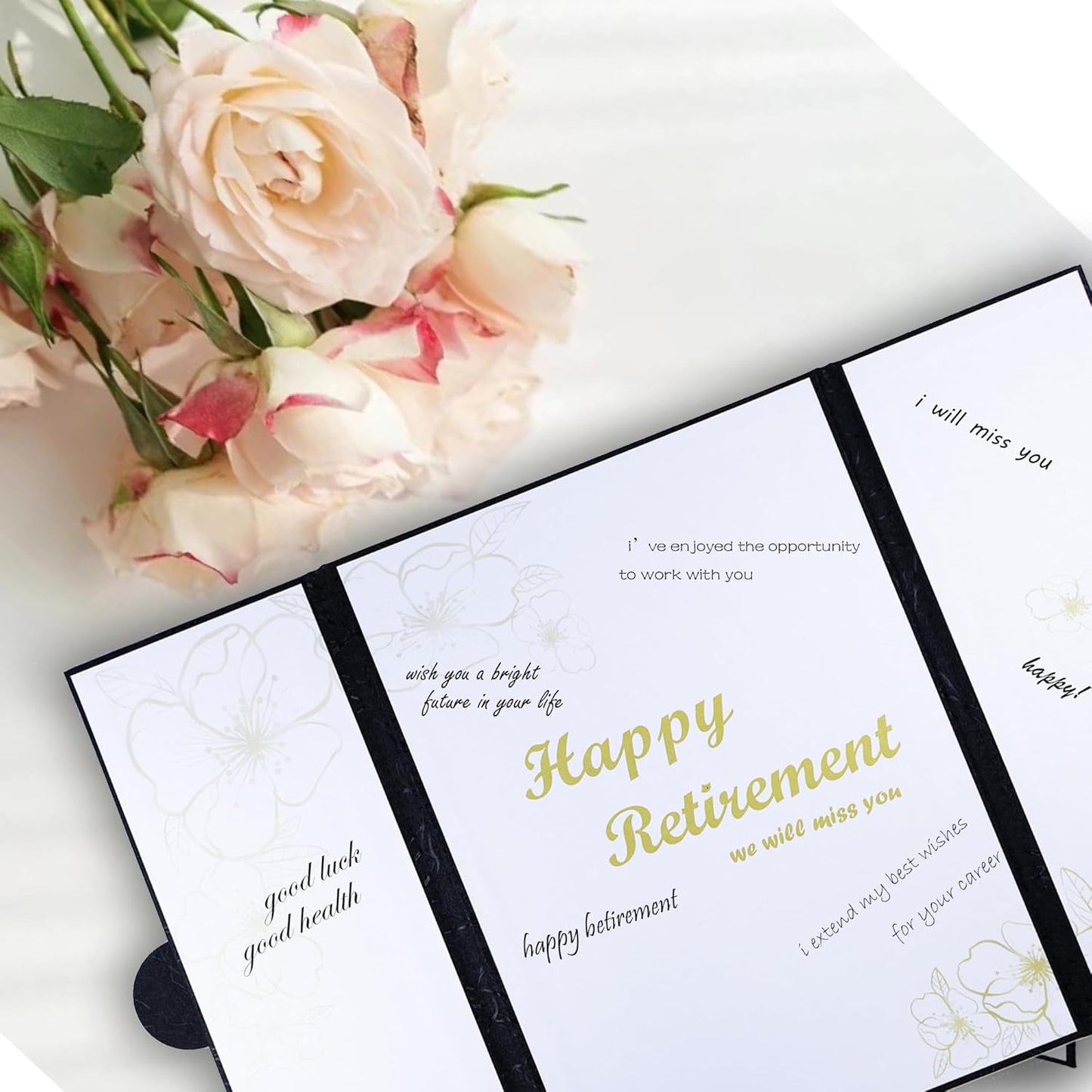 Large Retirement Card for Men Women, Black Gold Retirement Party Decorations, Happy Farewell Guest Book Alternative, Jumbo Greeting Card Retirements Gifts Signature Board Book for Party Supplies
