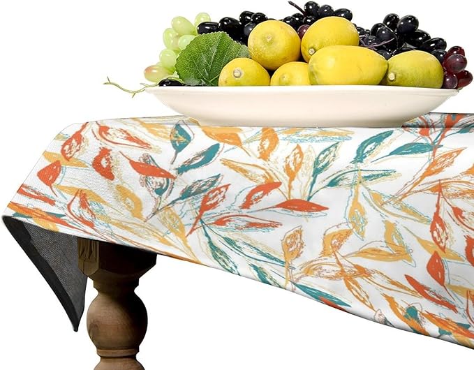 YCness Thanksgiving Fallen Leaves Tablecloth, Fall Autumn Watercolor Seasonal Colorful Maple Table Decor for Home Bedroom Kitchen Dinner Table Cover 55x75 Rectangle