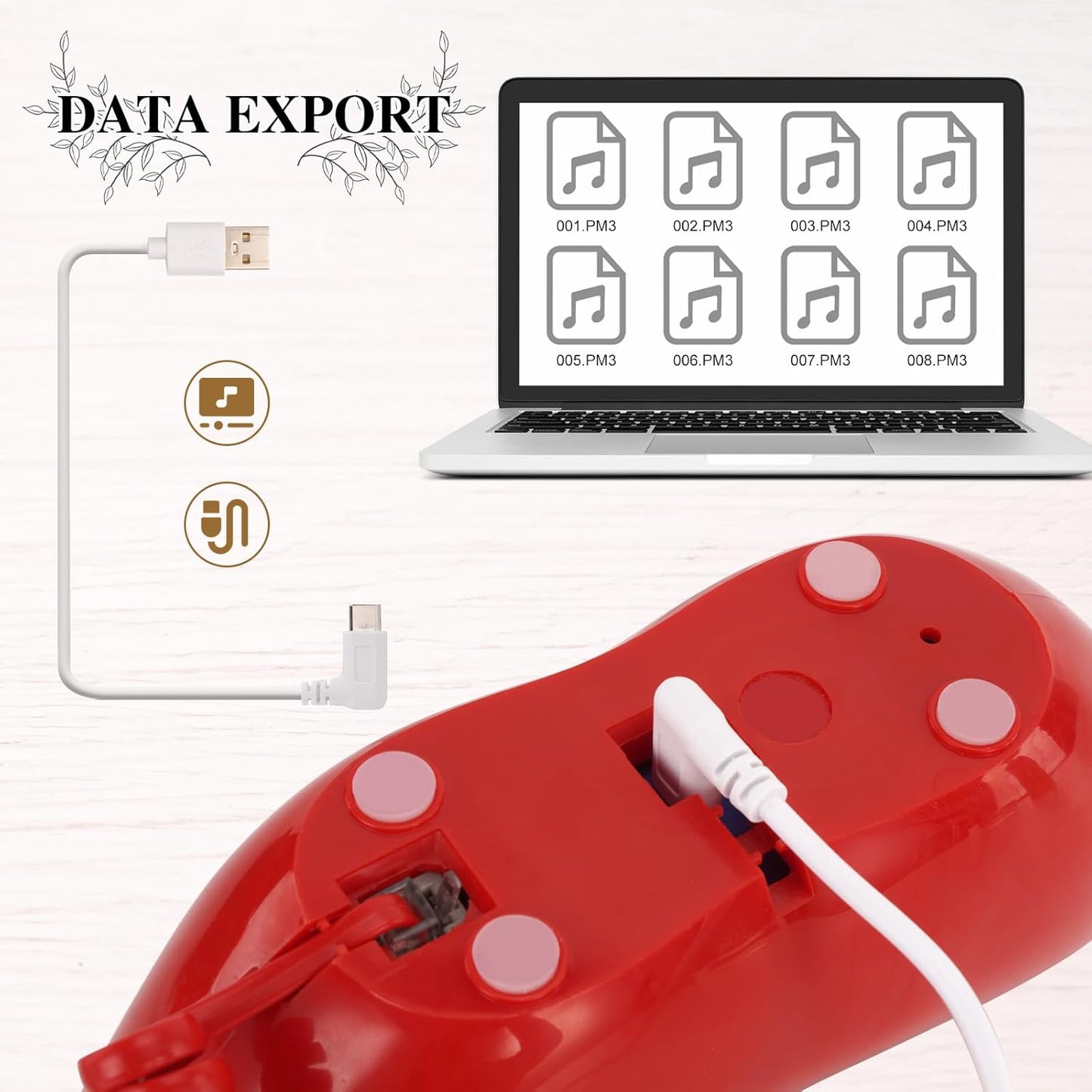 UKBW Audio Guest Book Wedding Phone, 32G Record Customized Audio Message,Interesting Mouth Lip-Shaped Audio Guestbook for Birthdays Parties Confessions Special Occasions (Red)