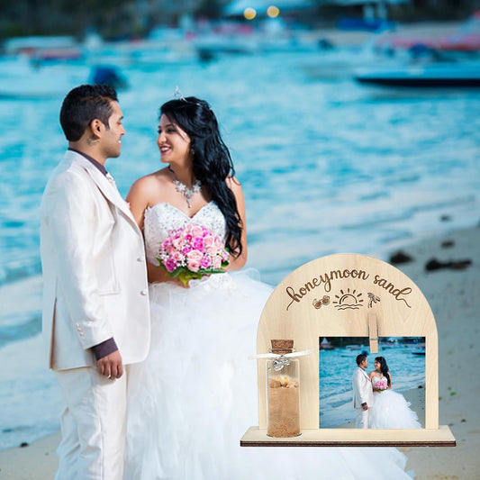 Personalized Honeymoon Sand Jar，Custom Anniversary Photo Presents, Vacation Keepsake Jar，Wedding Presents，Honeymoon Present, Bride to be Gift，Valentine’s Day Gifts (semicircle1)