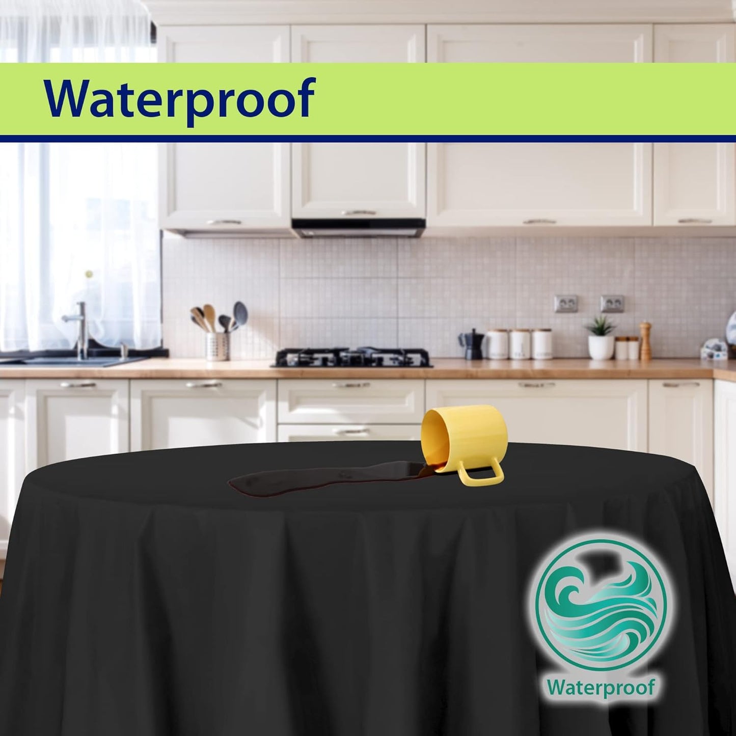 Black Disposable Plastic Tablecloth for Round Tables (36 Pack) Table Cloths for Parties, Events & Weddings, Indoors & Outdoors, 84 inches, Plastic Table Cover