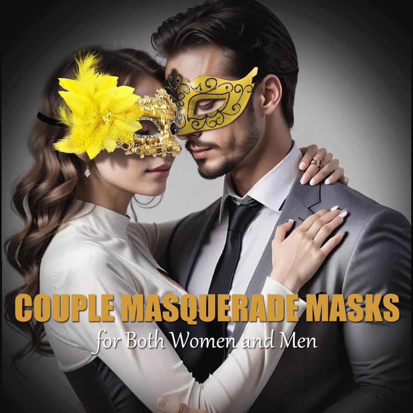 MYMENU Masquerade Mask for Women Couple Masquerade Mask for Men Shiny Venetian Mask Halloween Mask for Party Prom