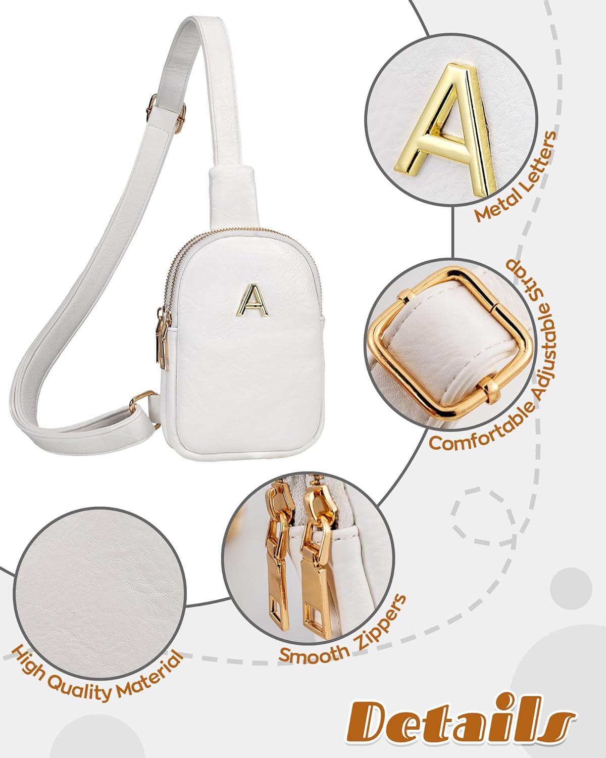 Birthday Gifts for Teen Girls Women, Cross Body Purse with Initials, Mini Lightweight Sling Purse for Girls, Teen Girl Gifts Trendy Stuff, Cute Trendy Travel Fanny Pack with Letter