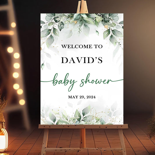 Editable Greenery Baby Shower Welcome Sign, Greenery Baby Shower Sign, Baby Shower Decorations, Greenery Baby Shower Decoration, Baby Shower Sign, Plastic Sign Full Size