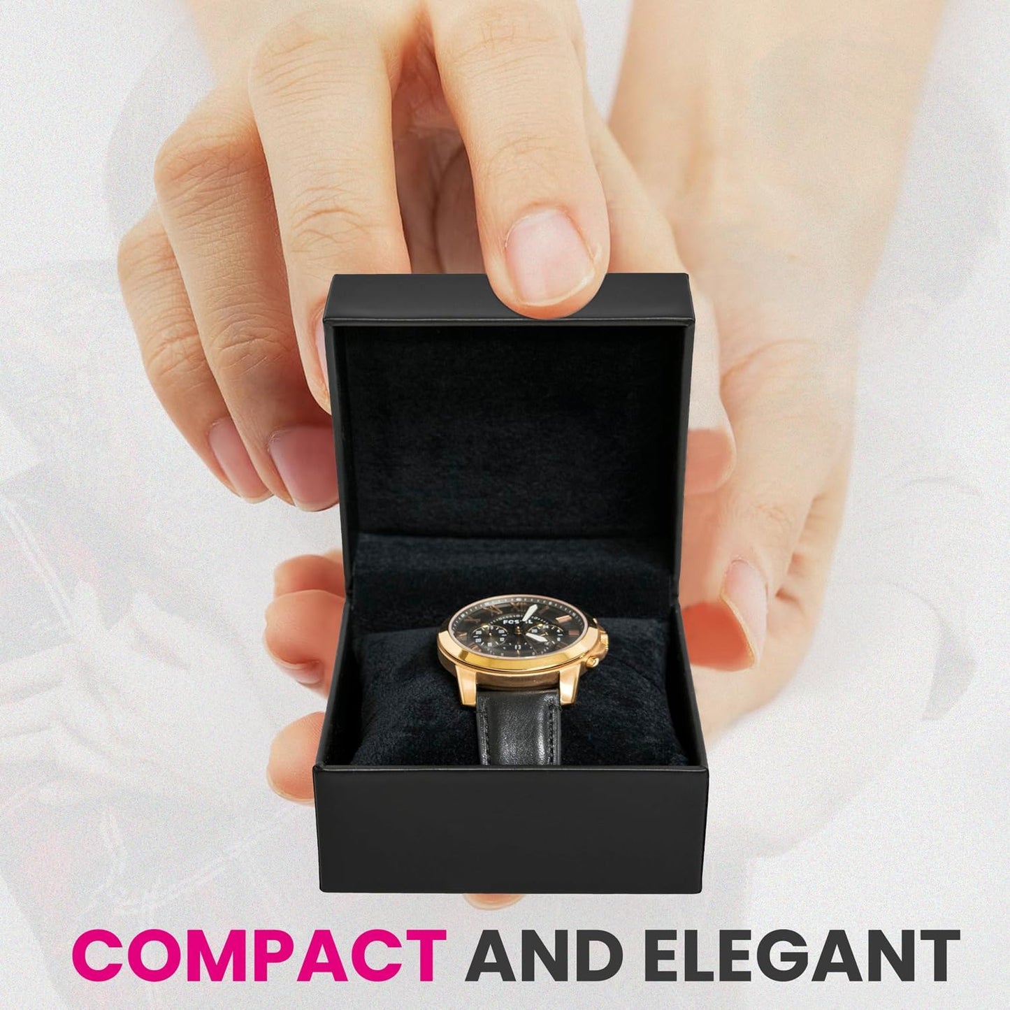 Novel Box Black Jewelry Box for Watch/Bangles 4x4x3 Inches - Watch/Bangle Gift Box for Proposal Wedding Engagement - Faux Leatherette Jewelry Display Box - Gift Presentation Boxes for Watch/Bangles