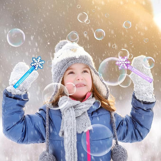 YQUQWN 24 PCS Christmas Winter Bubble Wands, Snowflake Bubbles for Kids, Perfect for Winter Party Gifts, Class Rewards,Birthday Supplies and Christmas Stocking Stuffing