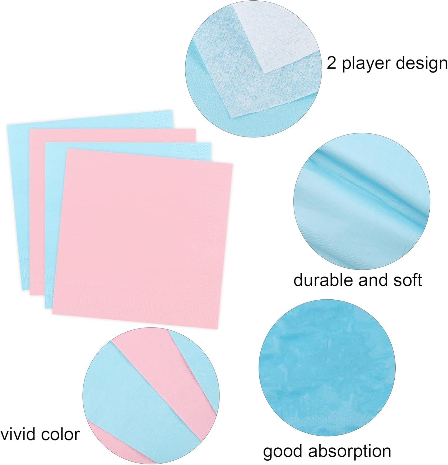 Ruisita 48 Pieces Baby Gender Reveal Party Supplies Light Pink and Light Blue Tableware Including 7 Inch and 9 Inch Paper Dinner Plates 2 Ply Napkins for Wedding, Birthday, Baby Shower (Serves 16)