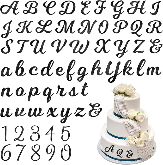 64Pcs Black Acrylic Letters for Cake, Personalized Cake Topper for DIY Cakes, 0-9 Number and A-Z Letters Cakes Decoration for Birthday Party Supplies