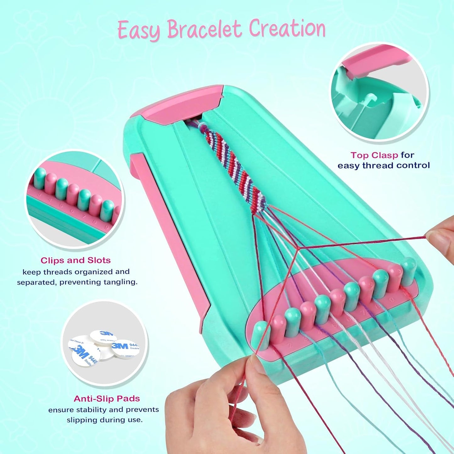 Bracelet Making Kit for Girls - Friendship Bracelet Kit - Christmas Gifts for Ages 6 7 8 9 10 11 12 Year Old Girl Birthday Gifts, Arts and Crafts for Kids Ages 8-12 Teen Bracelets DIY Maker Light Blue