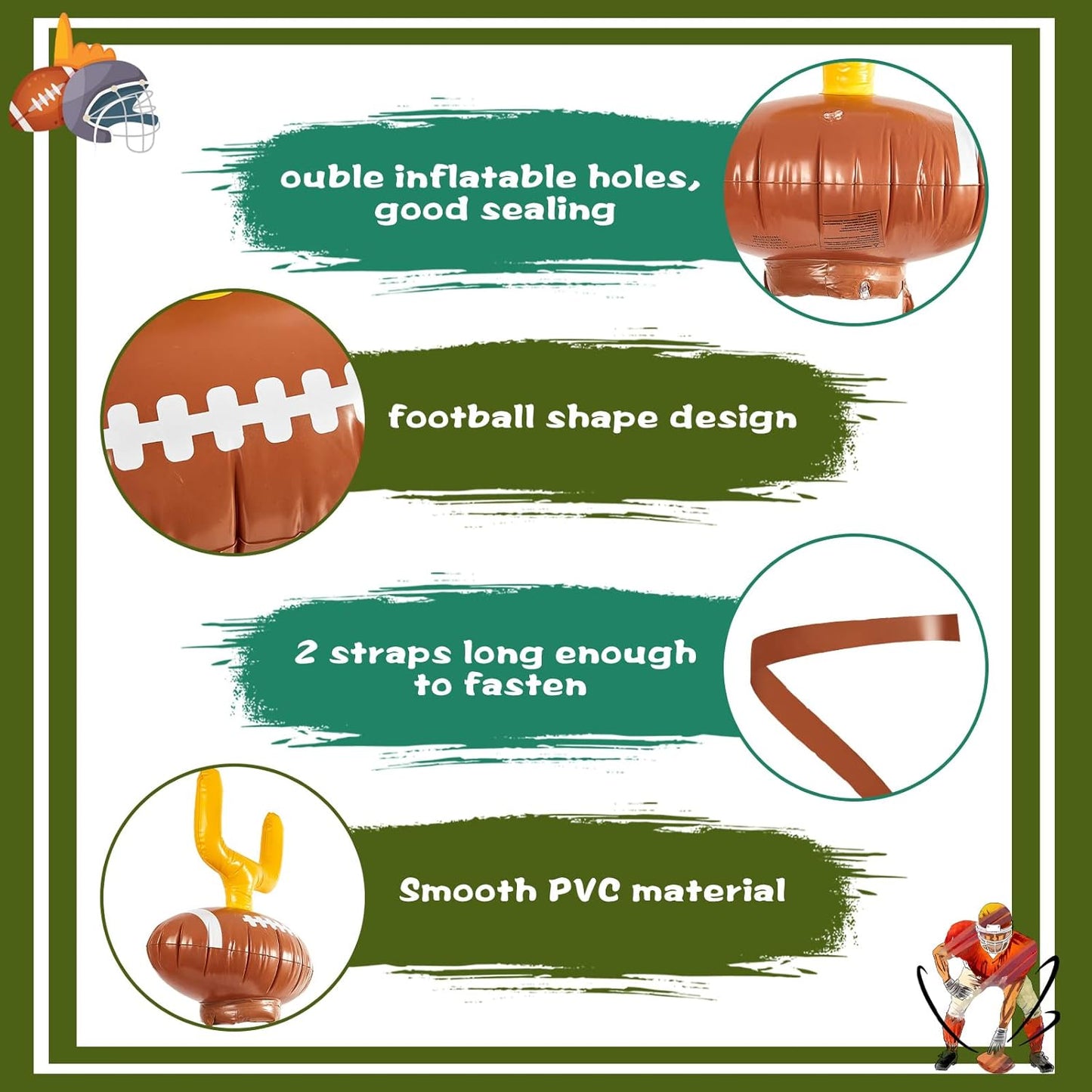 Civaner 2 Set Inflatable Post Ring Toss Football Goal Post Game Include 2 Pieces Hat 6 Pieces Toss Ring for Football Party(Cute Style)