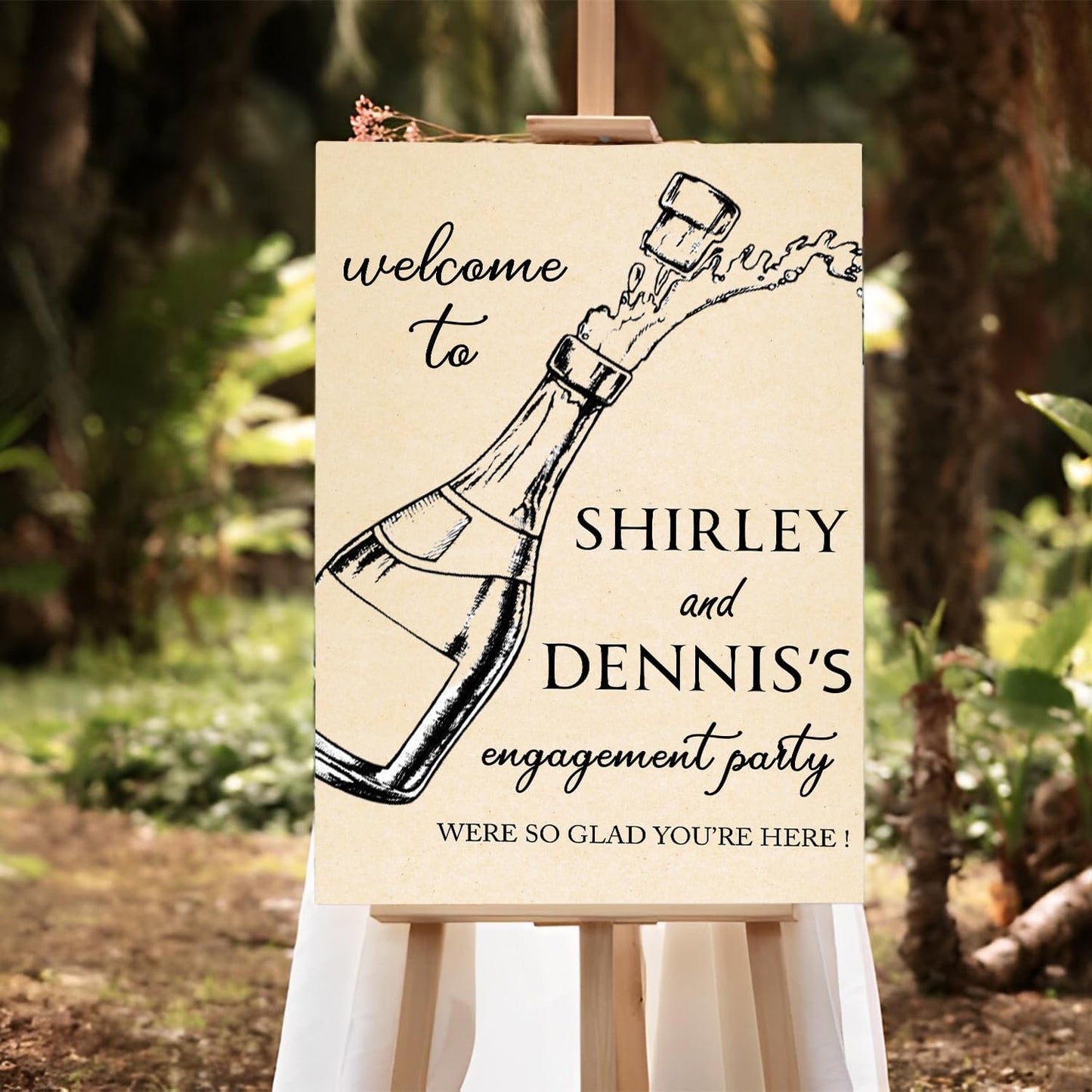 Welcome To Our Engagement Party Sign, Champagne Personalized Engagement Party Sign, Engagement Party Welcome Sign, Engagement Signs For A Party, Rustic Engagement Decor